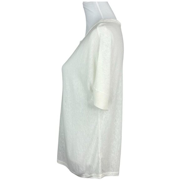 Talbots Women's NWT Off-White Y2K Short Sleeve Linen Knit Sweater Size P - Picture 3 of 10